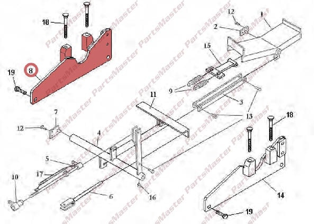 Motrec-E-262-5-brake-controls-8-left-support-1.jpg LEFT SUPPORT 2399262001 - Image 1